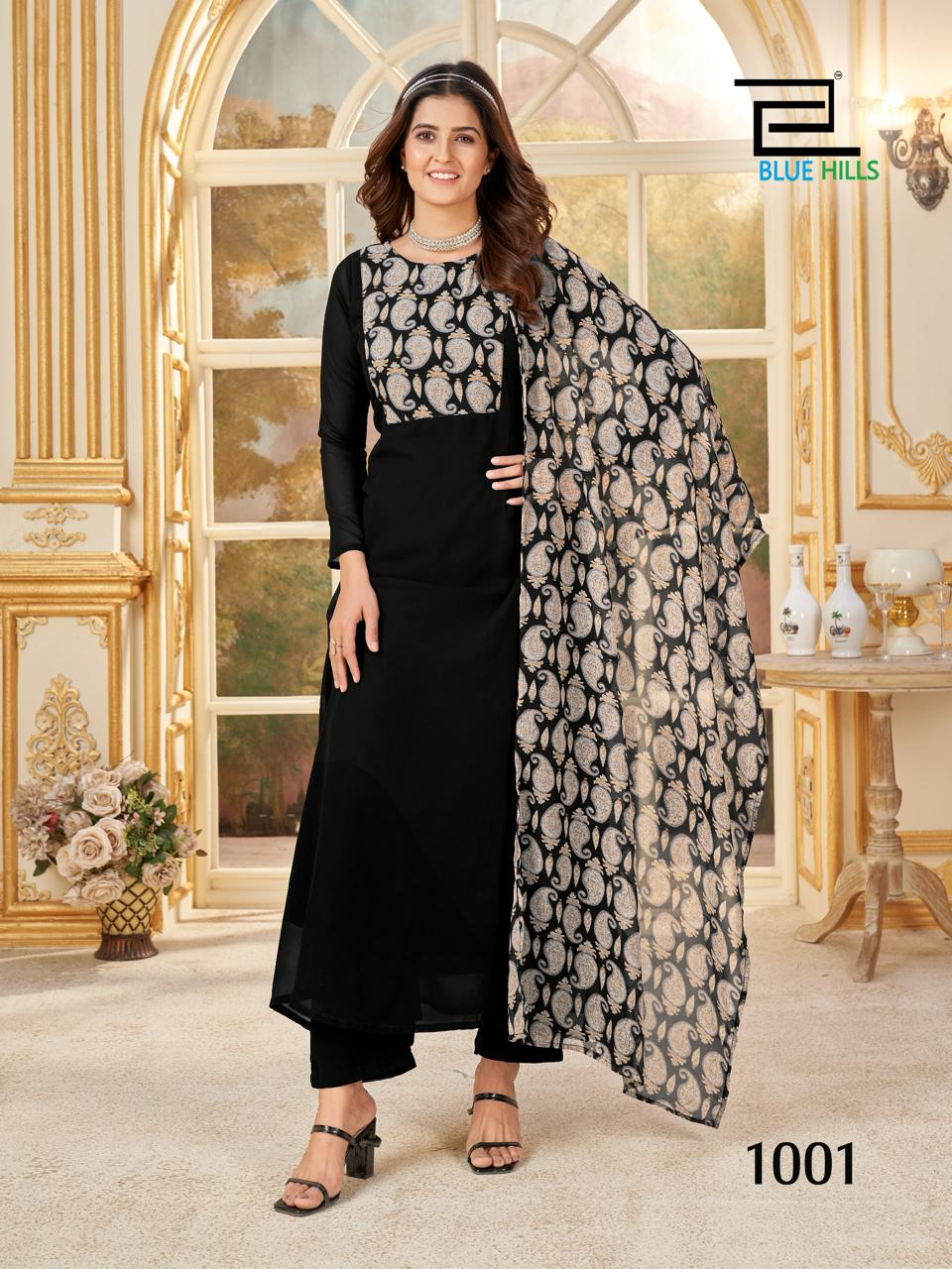 Blue Hills Nithya Printed Anarkali Kurti With Bottom Dupatta Wholesale Clothing Distributors In India
